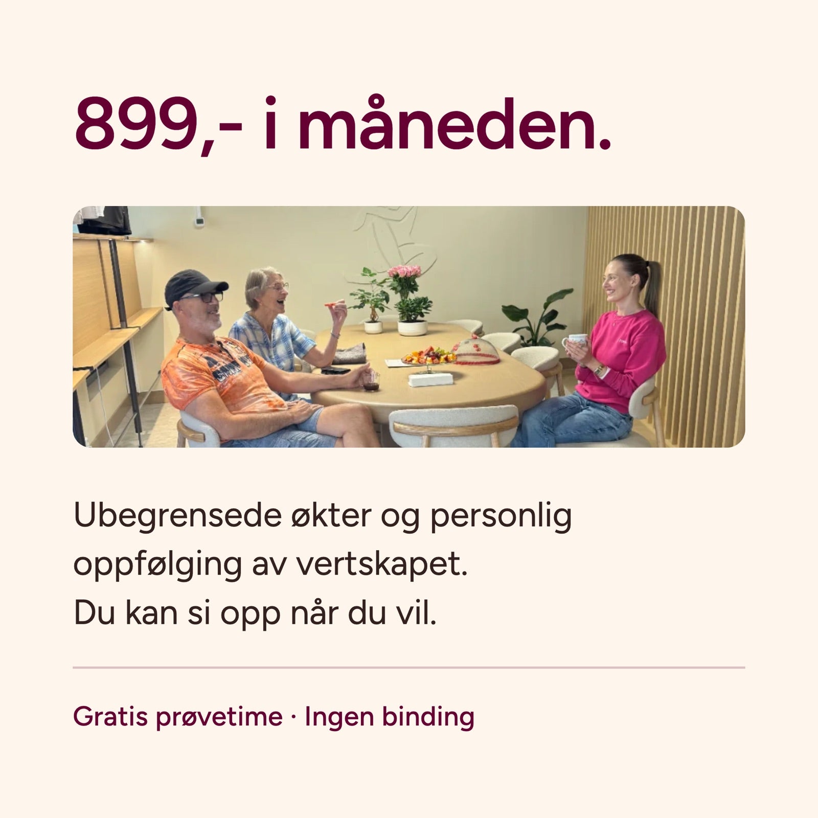 899 kroner i måneden: ubegrensede økter, ingen binding